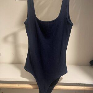 Navy Blue Bodysuit, Ribbed